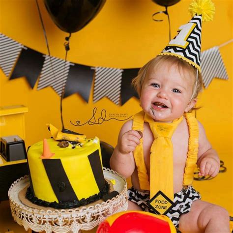 Construction First Birthday Cake Smash Outfit For Baby Boy Etsy