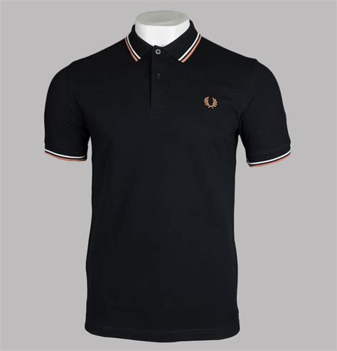 Fred Perry M3600 Polo Shirt Black Snow White Light Rust Bronx Clothing