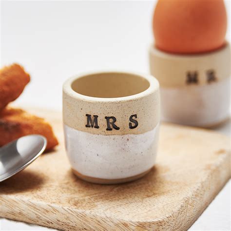 Personalised Egg Cups White Libby Ballard Ceramics