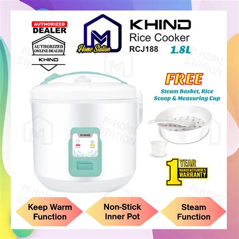 Khind Jar Rice Cooker 1 8L Non Stick Inner Pot With Steam RCJ188