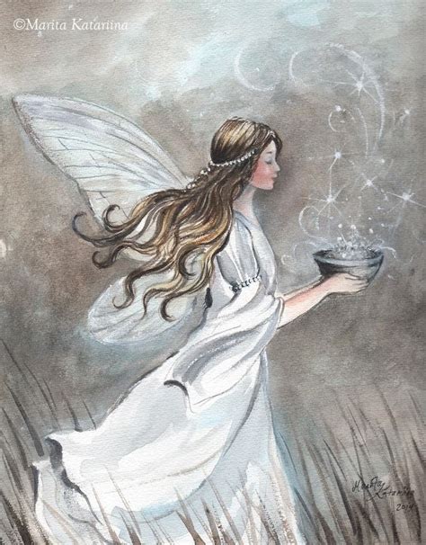 Marita Katariina - Fairy of Peace. Watercolour and acrylic white ...