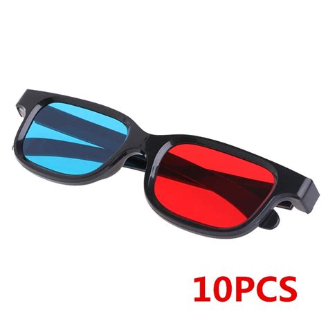 10pcs Universal Black Frame Red Blue Cyan Anaglyph 3d Glasses 02mm For Movie Game Dvd In 3d