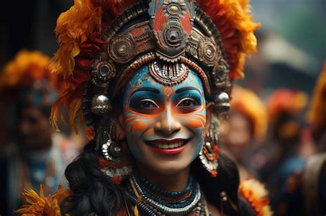 Premium Photo Indra Jatra Festival In Catmandu Nepal With Masked