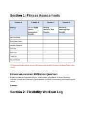 Module 2 WellnessPlan Section 1 Fitness Assessments Column A