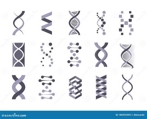 Dna Helix Molecule Silhouette Set Code Genetic Humans Animals Is