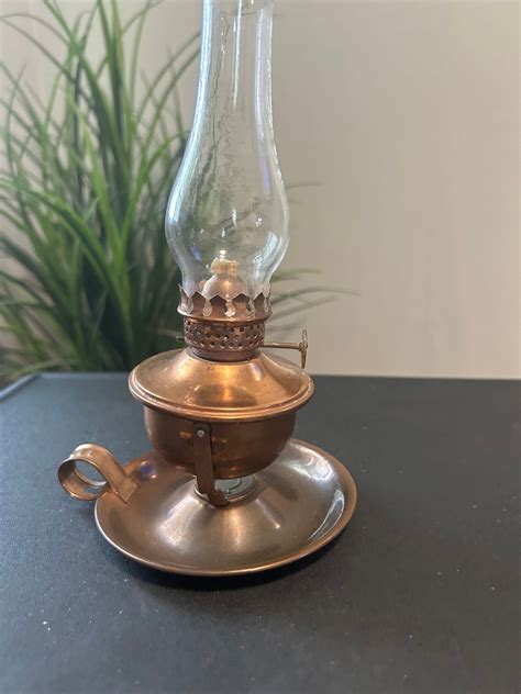 Vintage Hilco Small Copper Oil Lamp With Finger Hold Made In Hong Kong