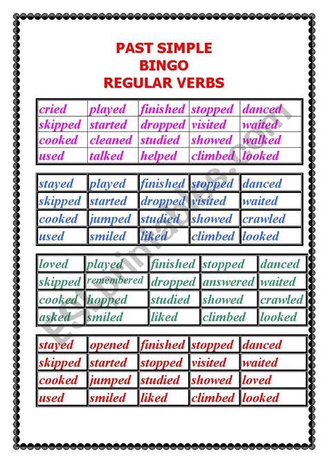 Past Simple Regular Verbs Game Wordwall Design Talk