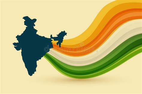 Map of India with Tricolor Waves Background Stock Vector - Illustration ...