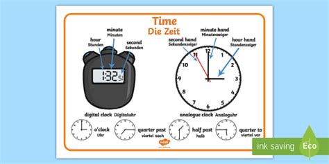 Time Vocabulary Word Mat English German Teacher Made