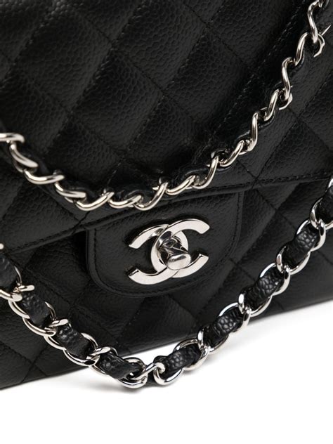 Pre Owned Chanel Medium Double Flap Shoulder Bag In Black Modesens