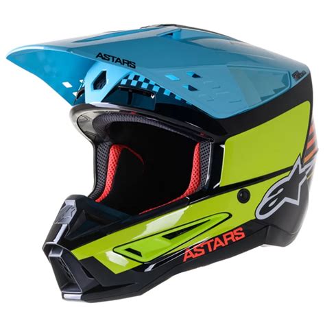 Alpinestar SM5 Speed Helmet Black/Yellow Fluo/Light Blue - GH Motorcycles