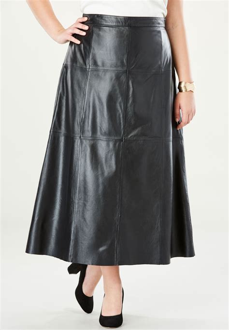 Leather Midi Skirt Plus Size Skirts Roamans