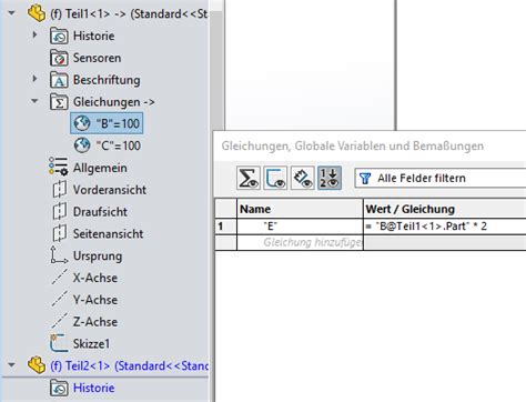 Globale Variablen Vom Bauteil In Der Baugruppe Auf Anderem Teil