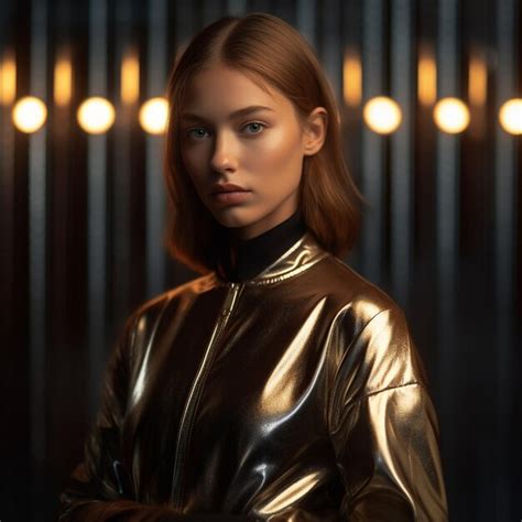 Premium AI Image Fashion Model Waring Futuristic Hot Dress Full Body Shot Portrait