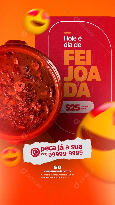 Story Hoje é dia de Feijoada Restaurante Social Media PSD Editável