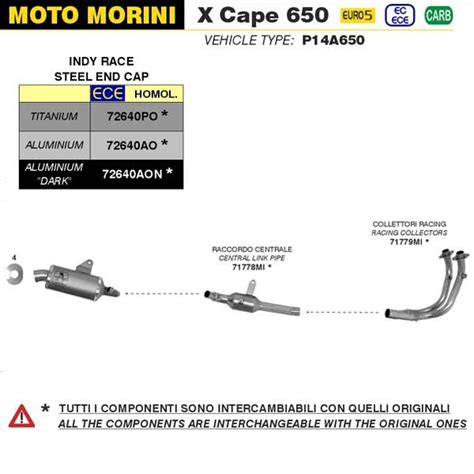 Arrow Indy Race Silencer In Dark Aluminum Moto Morini X Cape