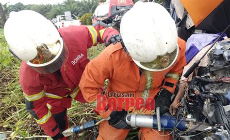 Pemandu Maut Pacuan Empat Roda Bertembung Lori Treler Utusan Borneo