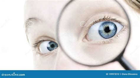 Eye Looking Thorough Magnifying Glass Stock Photo Image 19997810