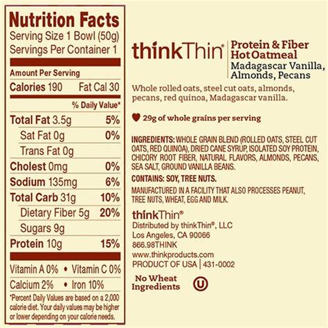 Think Thin Protein Bars Nutrition Label Ythoreccio