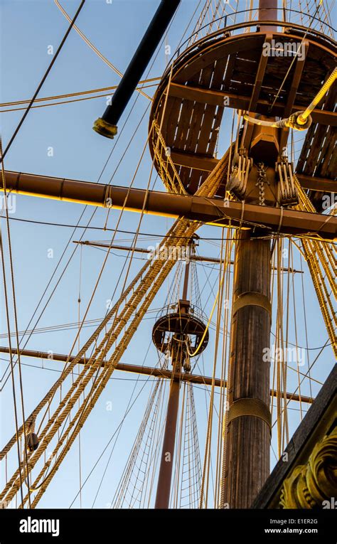 Ropes And Mast On The Pirate Ship In Genoa Stock Photo Alamy