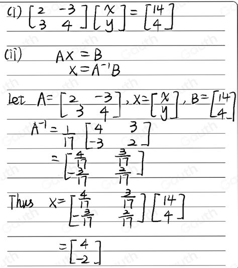 Solved Two Simultaneous Equations Are Given As Below 2x 3y 14 3x 4y 4