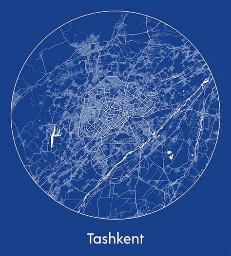 Premium Vector City Map Tashkent Uzbekistan Asia Blue Print Round