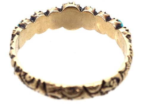 Georgian 15ct Gold Turquoise Natural Split Pearl Ring 171H The