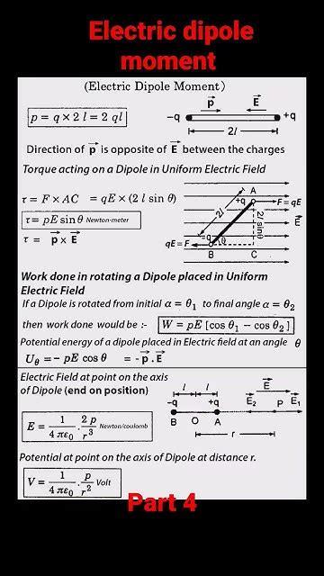 Electric Dipole Moment Formulas Fizyeasy Physics Shortsfeed Wbchse Class12 Trendingshorts