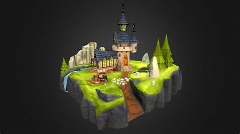 Low Poly Stylized Castle Environment D Model By Vzladka E Bd