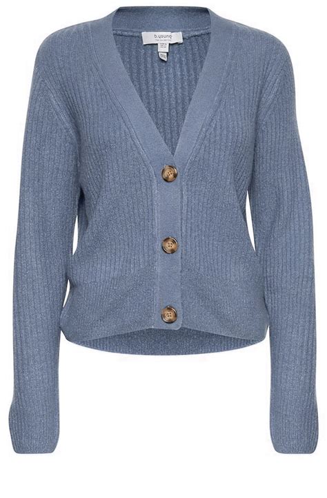 B Young Nora Country Blue Ribbed Cardigan Cardigans From Shirt Sleeves Uk