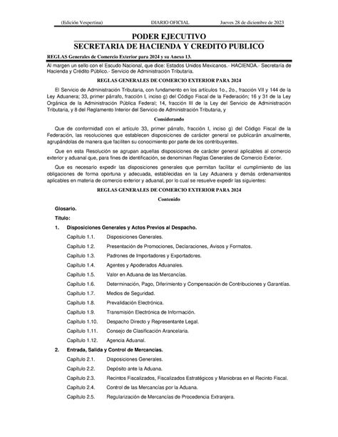 Reglas Generales De Comercio Exterior Para 2024 Y Su Anexo 13 Al