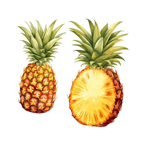 Premium Vector A Drawing Of Pineapples With A Slice Cut Out Of It