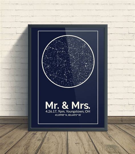 Custom Constellation Art, First Wedding Anniversary Gift, Paper ...