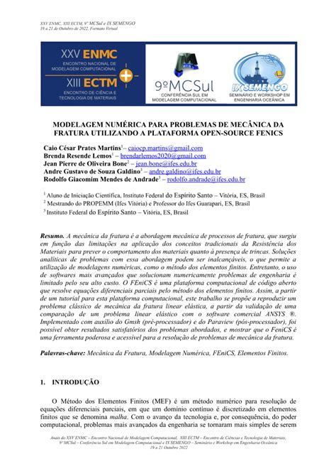 PDF MODELAGEM NUMÉRICA PARA PROBLEMAS DE MEC NICA DA FRATURA