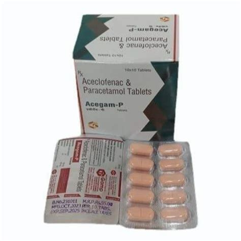 Acegam P Aceclofenac Paracetamol Tablets Strength 425mg At Rs 350 Box