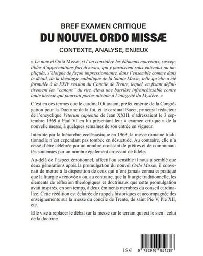 Bref Examen Critique Du Nouvel Ordo Missae Tome De Ottaviani