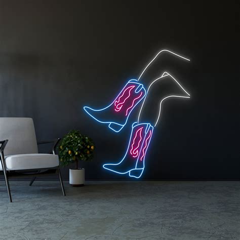 Handmadetneonsign Cowgirl Boots Led Sign Cowgirl Legs Led Lights