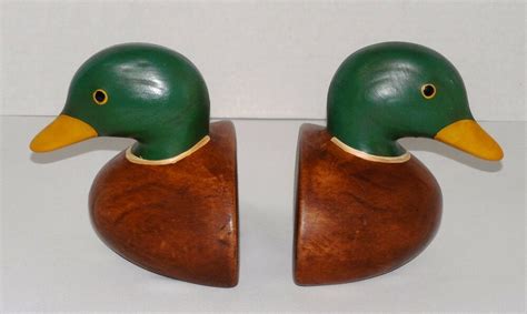 Vintage Solid Wood Carved Painted Heavy Weight Mallard Duck Decoy Head