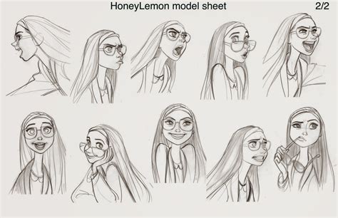 An Animation Characters Face Expressions For Honey Lemon Model Sheet