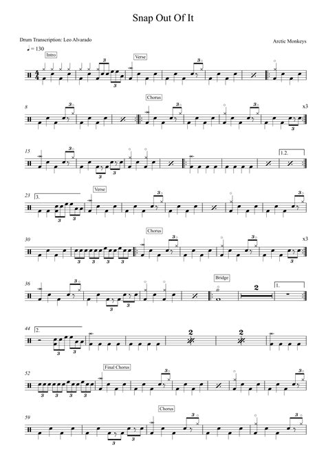 Snap Out Of It Arr Drum Transcription Leo Alvarado By Arctic