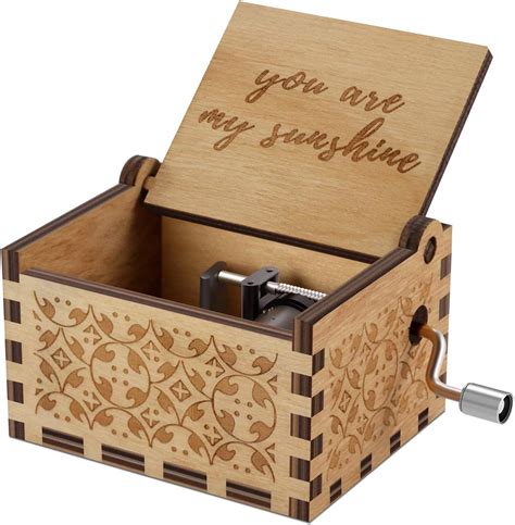 Hlzk You Are My Sunshine Wood Music Boxes Laser Engraved Vintage Wooden