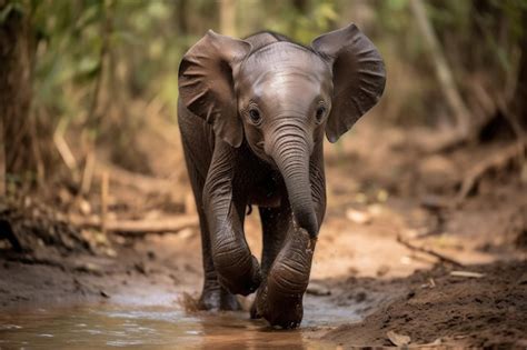 Beb Elefante Corriendo Y Jugando En La Naturaleza Creado Con