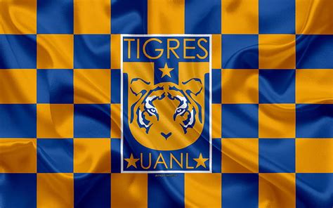 Tigres UANL FC, glitter logo, Liga MX, orange blue checkered background ...