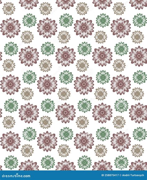 Seamless Vector Line Art Pattern Made Of Blooming Flowers Low