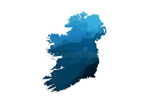 Ireland Map Design With D Style Blue Ireland Map And National Flag