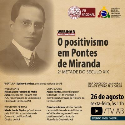 Pontes de Miranda será tema de webinar da Comissão de Filosofia do