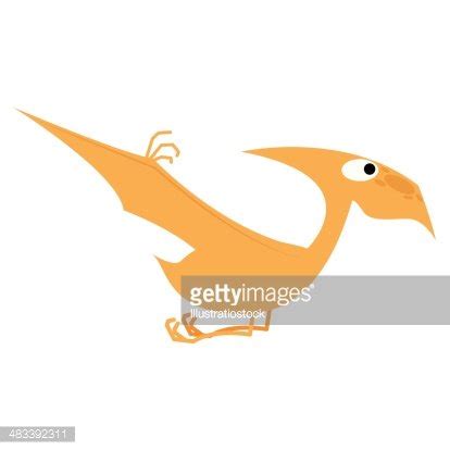 Vector Cute Cartoon Orange Dinosaur Isolated Stock Clipart Royalty