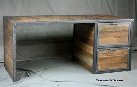 Buy Hand Made Reclaimed Wood Desk With File Cabinet Drawers Rustic