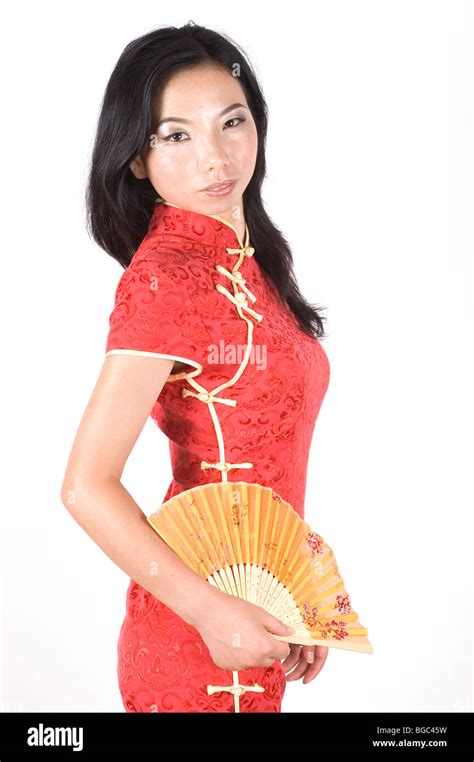 Chinese Girl Asian Beauty Posing For Photos In Traditional Dress