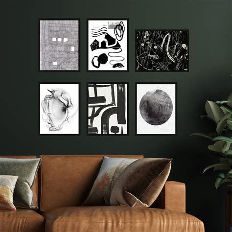 Ivy Bronx Black And White Abstracts 6 Piece Picture Frame Graphic Art